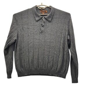 Tasso Elba Cashmere Polo Sweater XL‎ Preppy Dad Collared Quiet Luxury Pullover